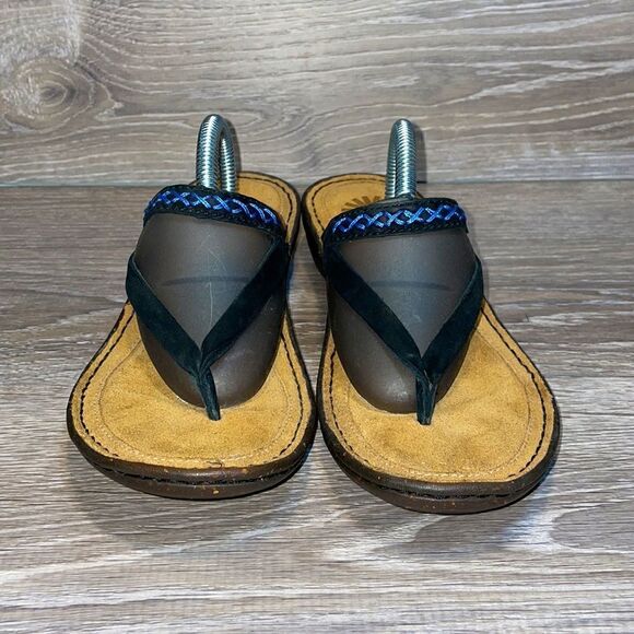 Ugg Niya Slip On Strap Black Leather Thong Women’s Size 7 Flip Flop Sandal NWOT - Picture 2 of 12